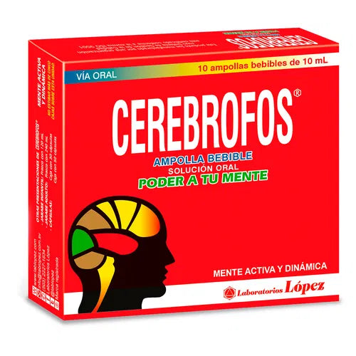 Cerebrofos Vitamina para el cerebro - 10 ampollas bebibles de 10 ml