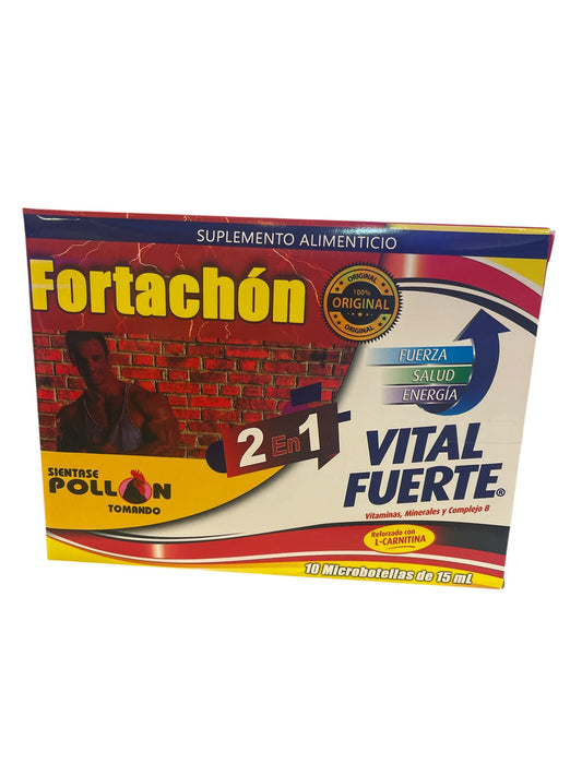 Fortachon 2 en 1 - Suplemento de Vitaminas Caja de 10 Microbotellas de 15 ml