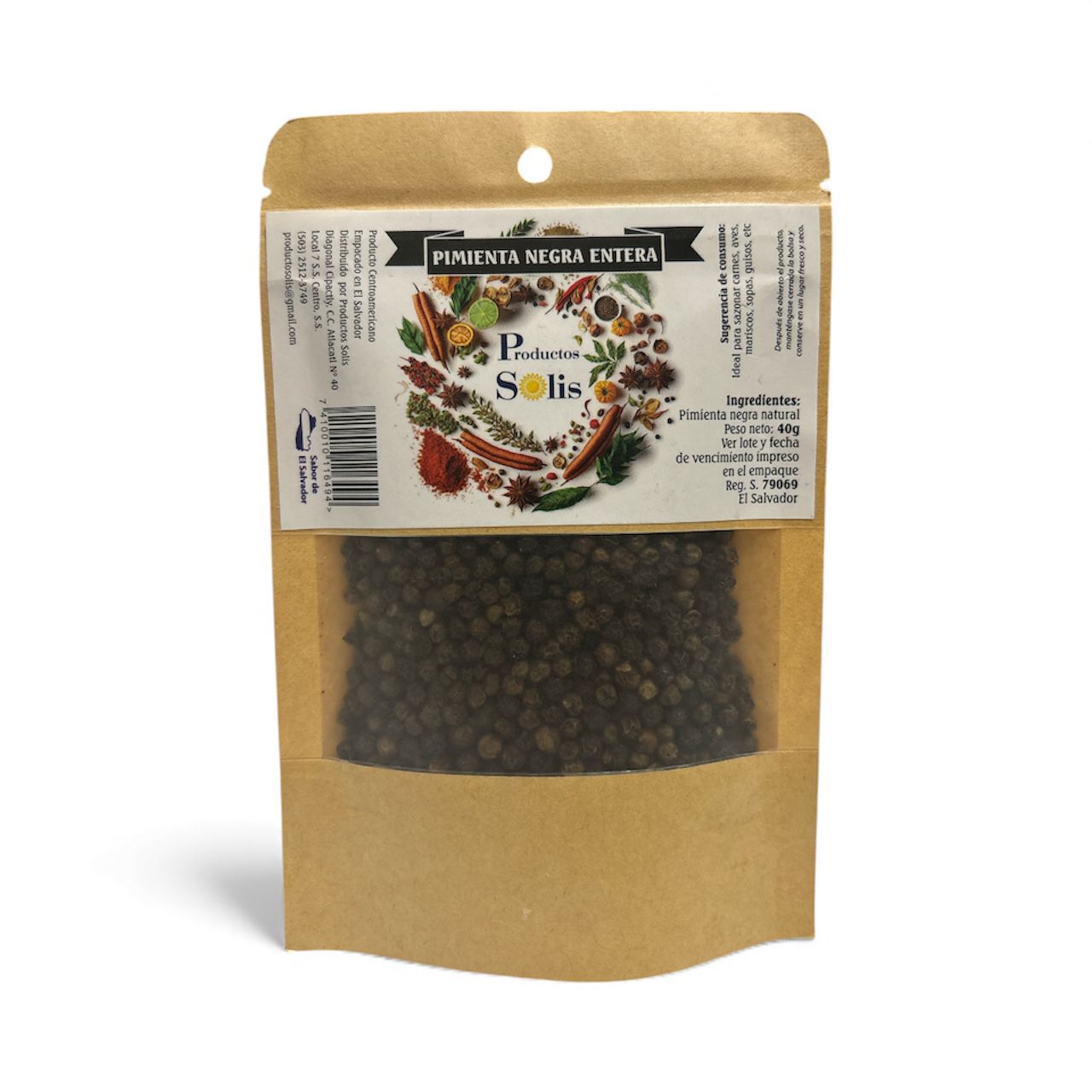 Pimienta Negra Entera 40gr - Productos Solis