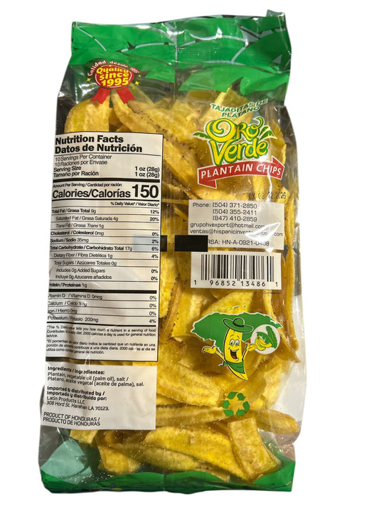 Tajaditas de Platanos Saladas 284 gr - Oro Verde