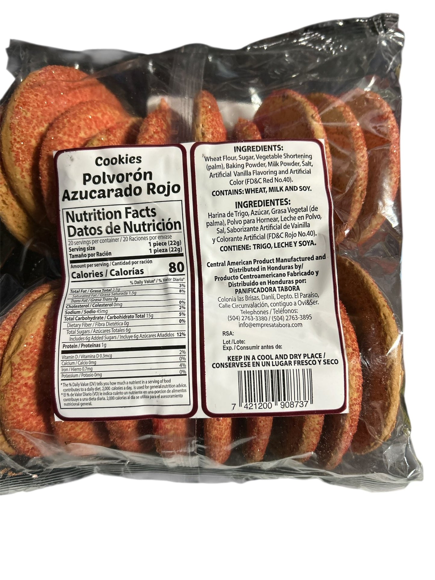 Polvoron Azucarado Rojo 440gr - Tabora