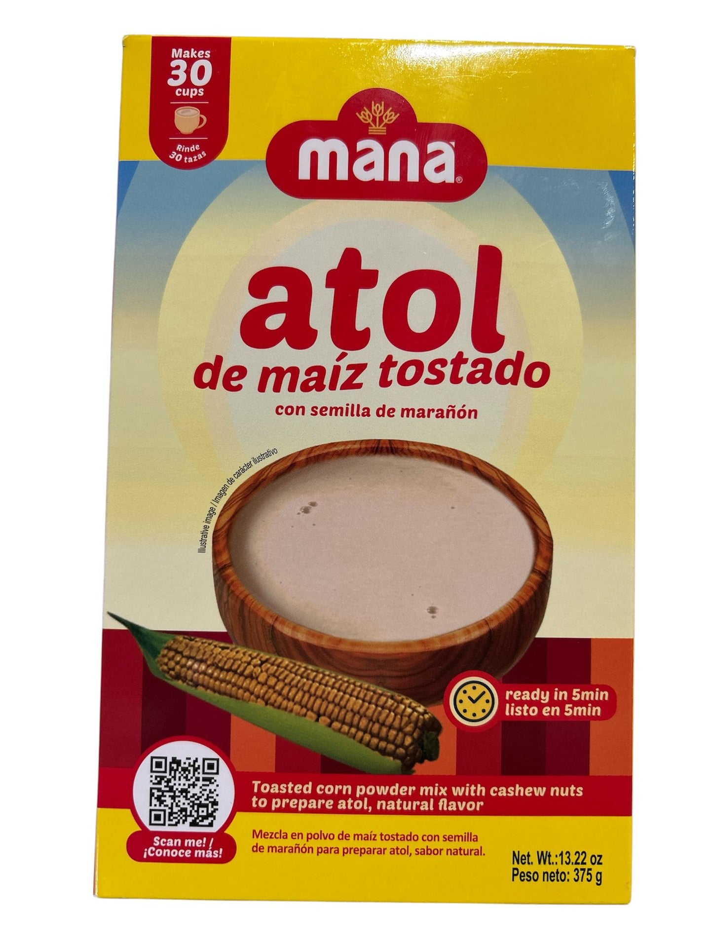Atol de Maíz Tostado - con semilla de marañón 375 g.