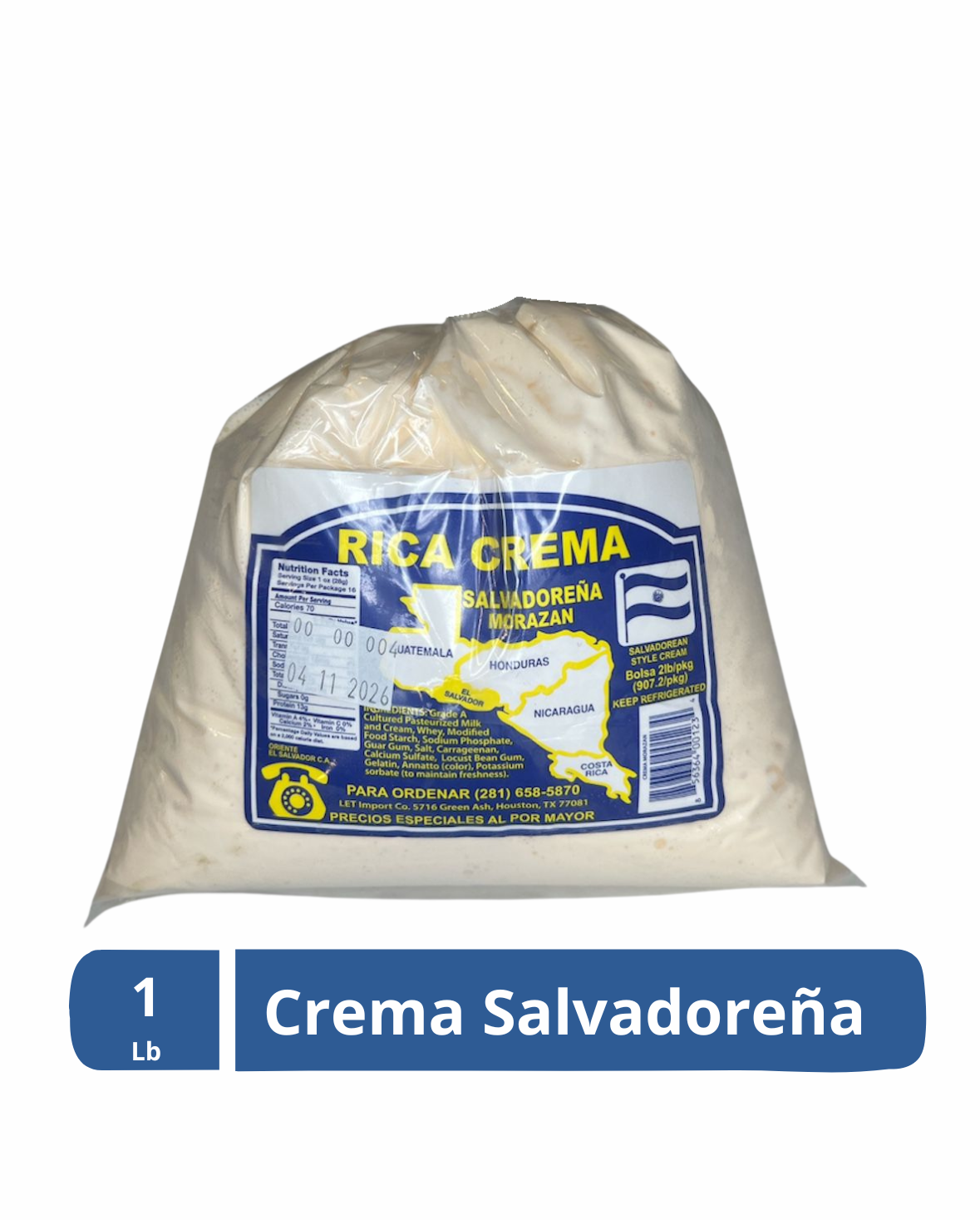 Rica Crema Salvadoreña 1 lb | Morazan