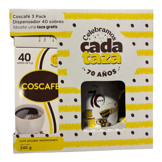 Coscafé 3 pack. Dispensador de 40 sobres con taza gratis