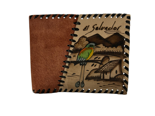 Billeteras de El Salvador con torogoz Cafe con beige