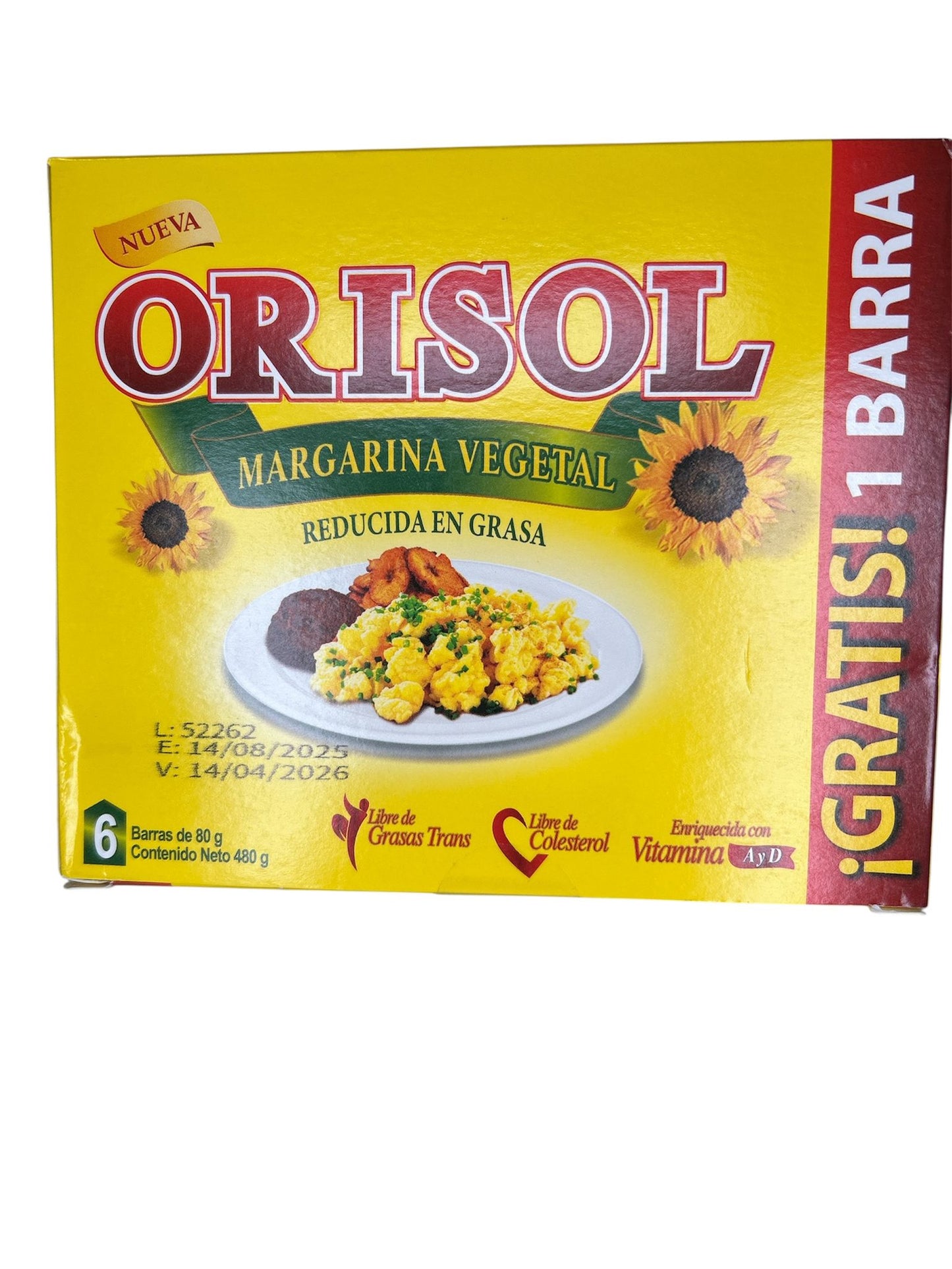 Margarina Orisol caja de 6 Barras de 80g