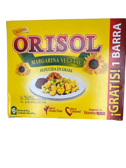 Margarina Orisol caja de 6 Barras de 80g