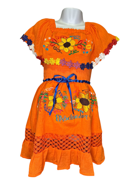 Vestido Veranero de Niña 1 a 14 años de edad - Naranja