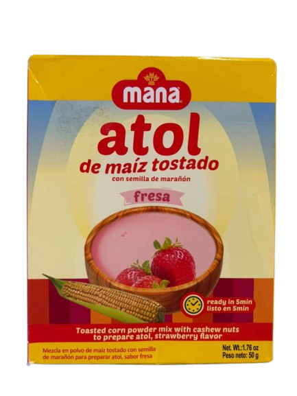Atol de Maíz tostado con semilla de marañón sabor FRESA 50g.