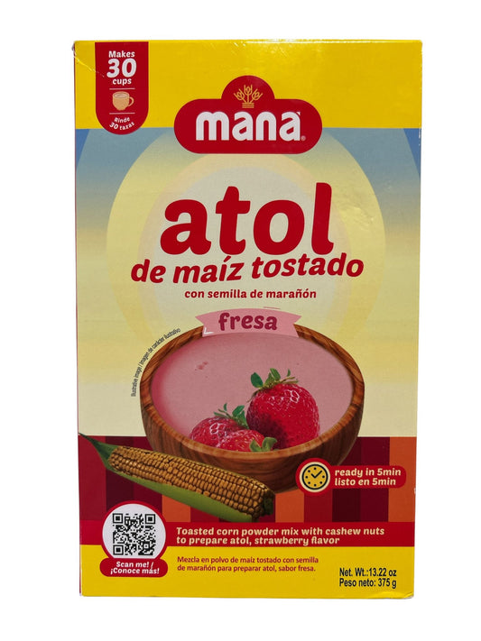 Atol de Maíz Tostado con semilla de marañón fresa 375g