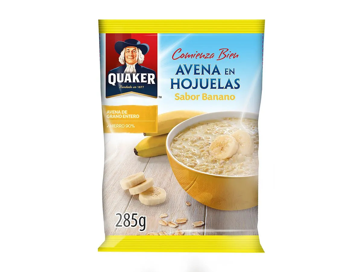 Avena Quaker Saborizada Banano Hojuelas De Grano Entero - 285 g