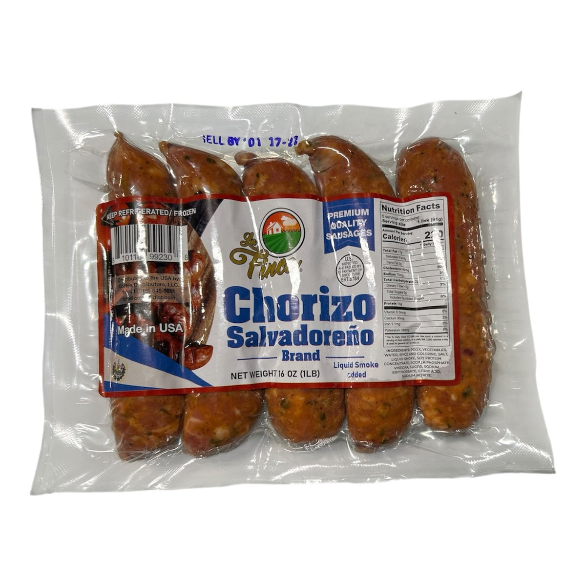Chorizo Salvadoreño Brand Marca La Finca 1LB