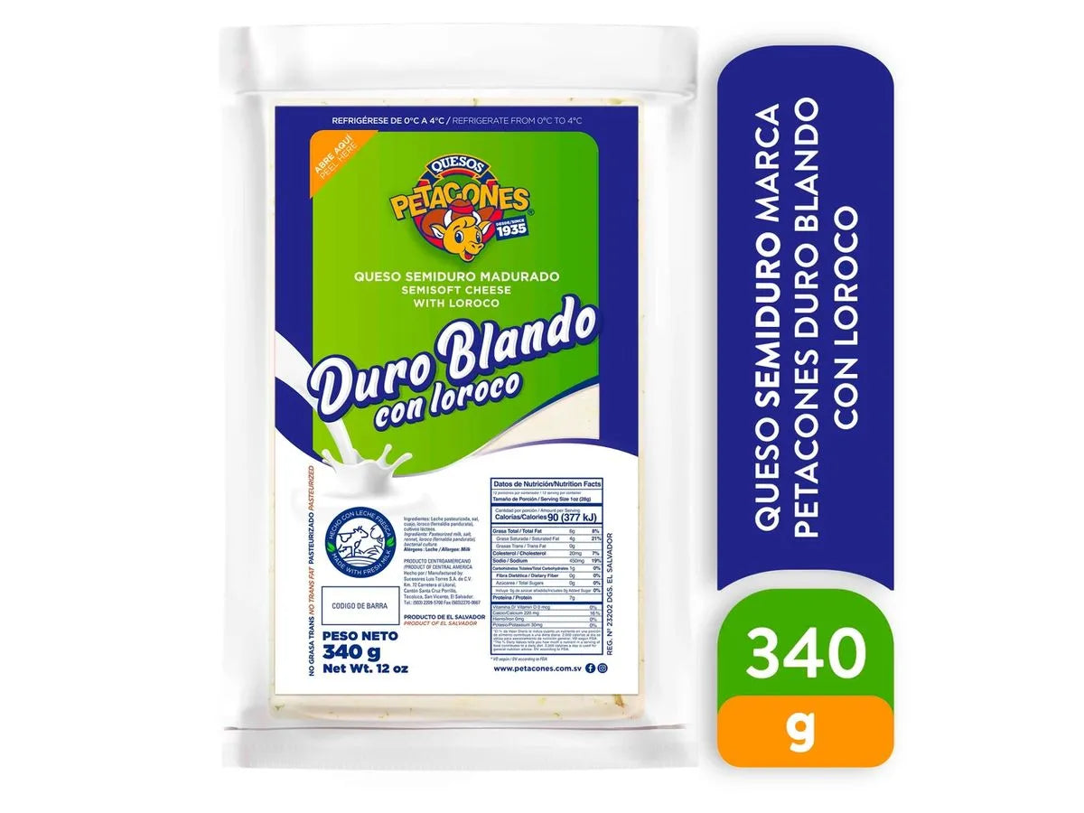 Queso Petacones Duroblando con Loroco 340grs